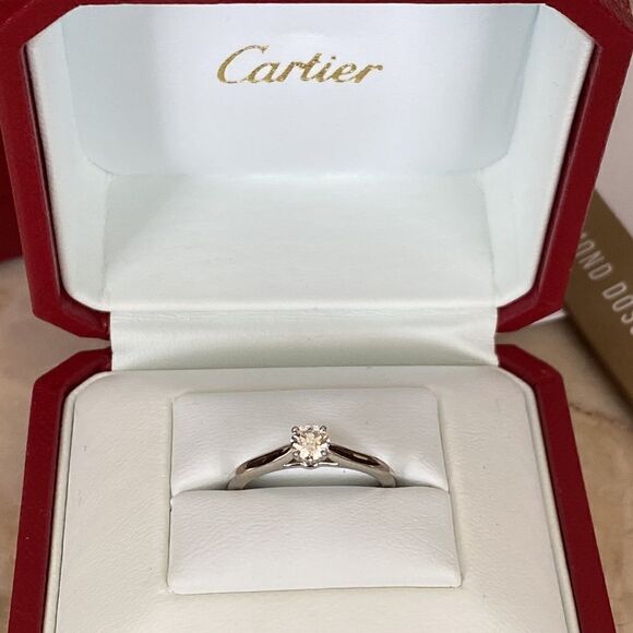 Cartier 1895 Solitaire Engagement Ring .25 Carat Platinum With Case & GIA Report - Picture 4 of 15